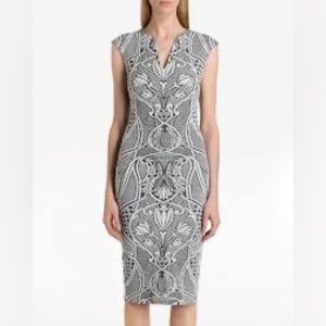 Ted Baker London SANCHA JACQUARD MIDI DRESS Grey and White